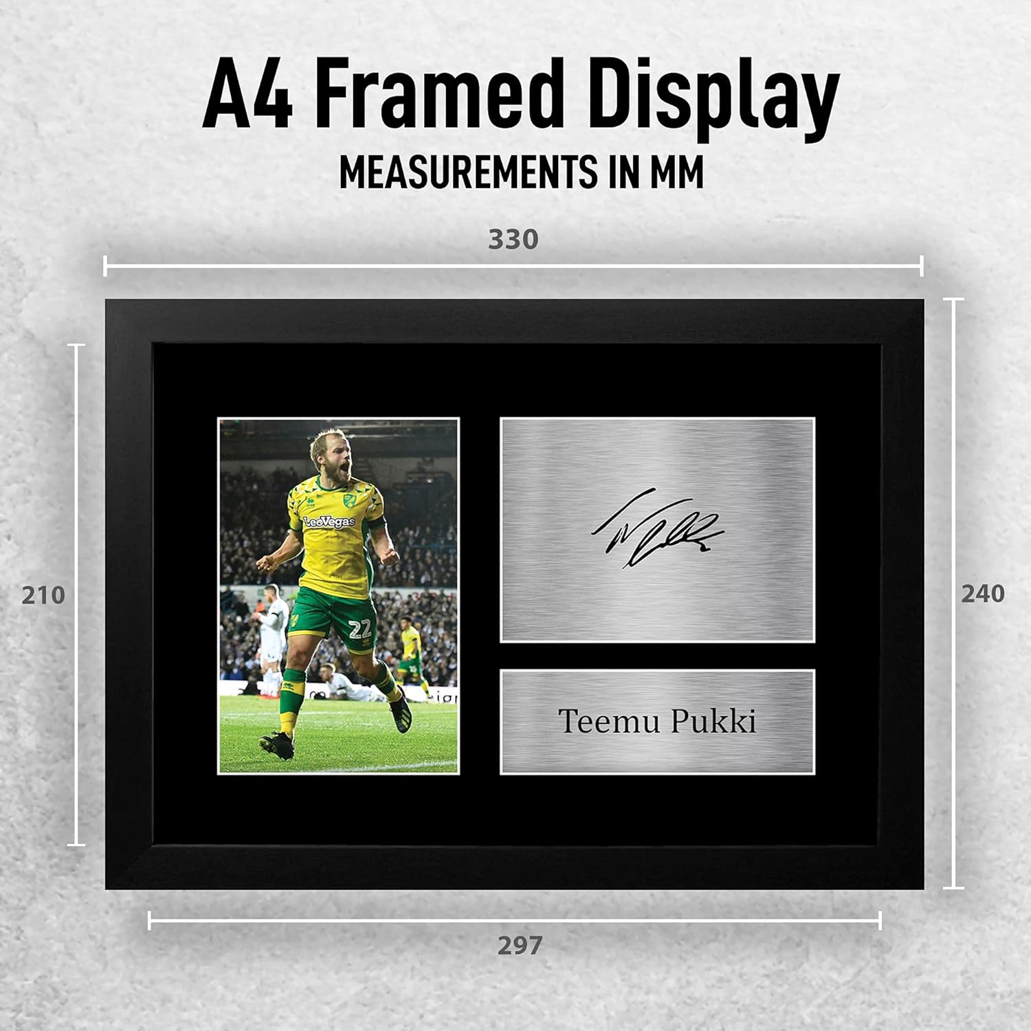 Thumbnail 1 de HWC Trading Teemu Pukki Norwich City framed autograph picture (A4)