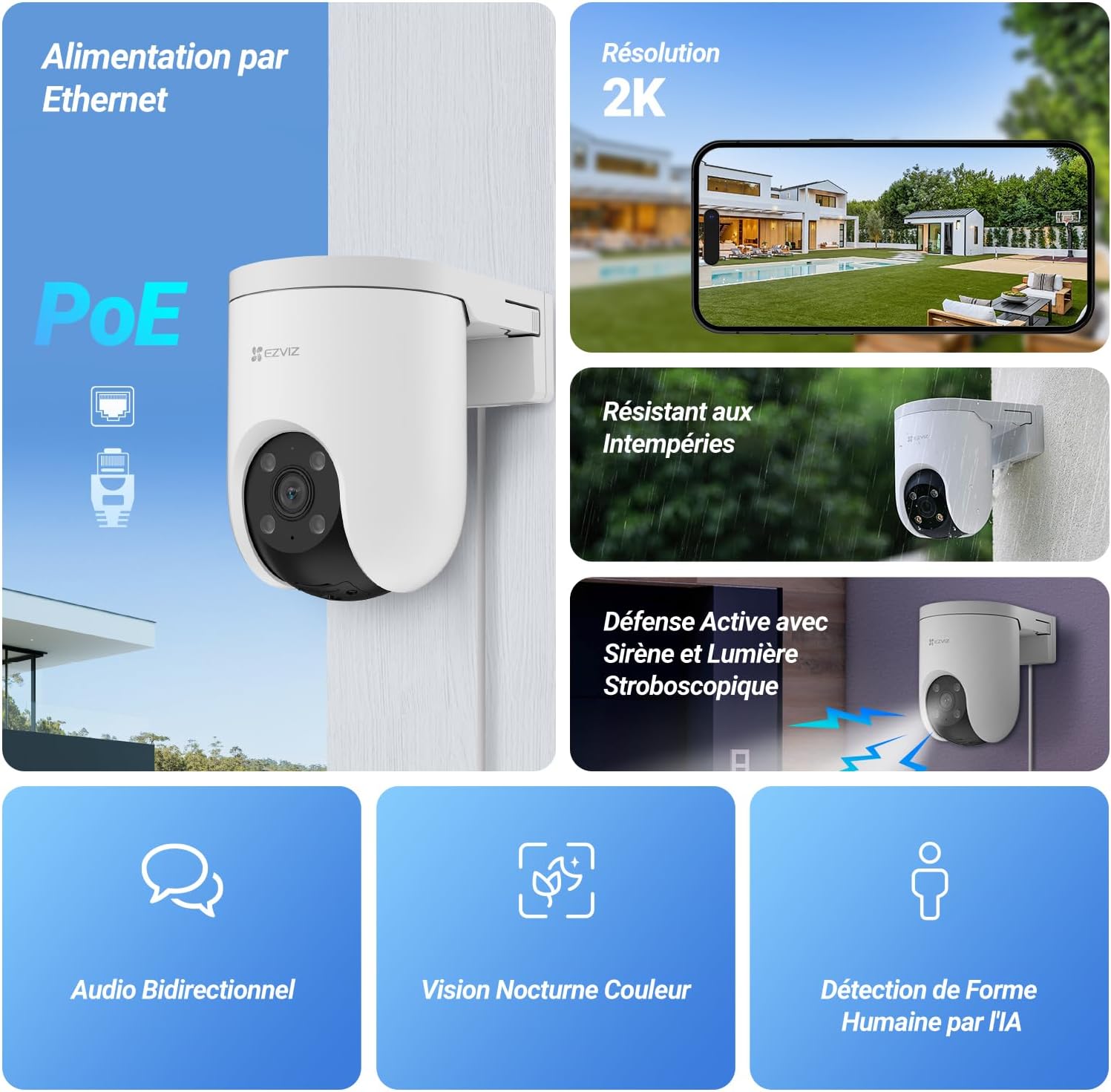 Thumbnail 1 de EZVIZ H8c Caméra de surveillance 2K avec suivi automatique