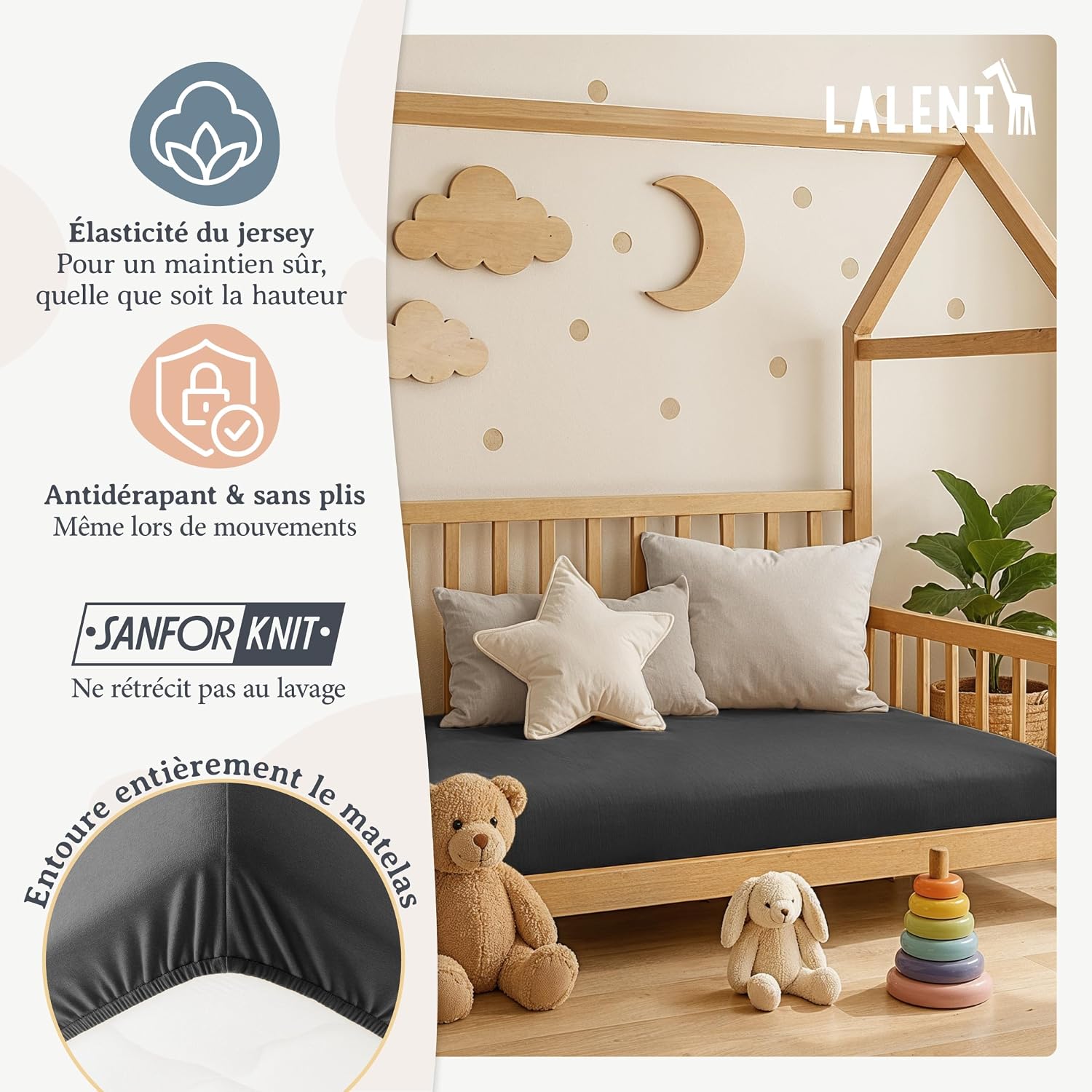 Thumbnail 3 de Laleni Draps housses 60x120/70x140 pour bébé