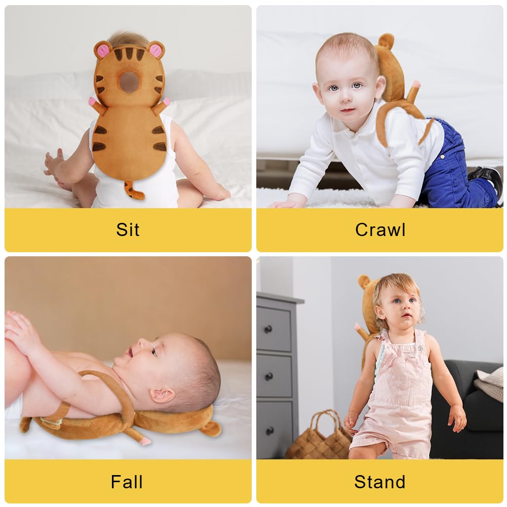 Detalle de Vicloon Baby Kopfschutz – Tigerform, verstellbare Kopf- und Knieschutzpolster für 4–24 Monate