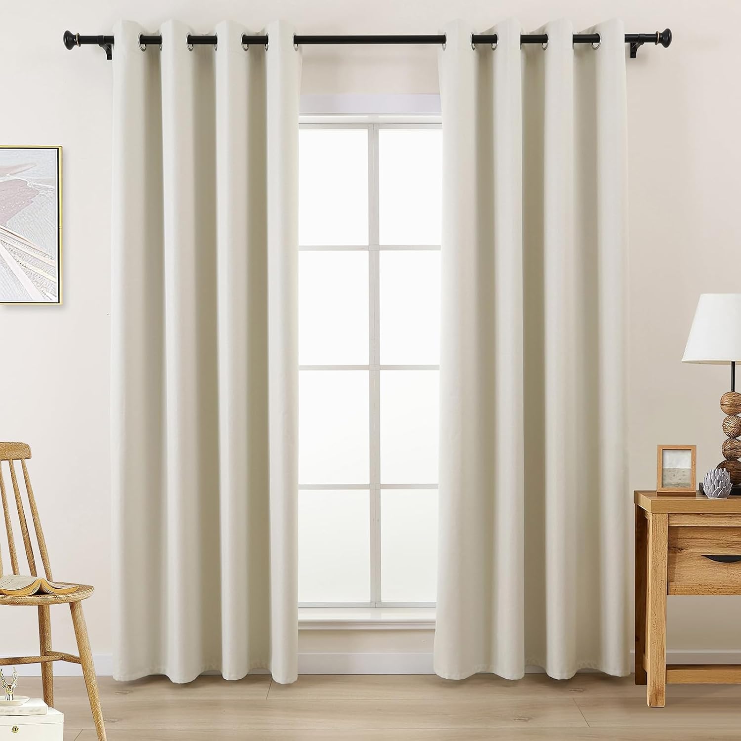 Detalle de L.Z.E Verdunkelungsvorhänge Elfenbein 225 cm 2er Set