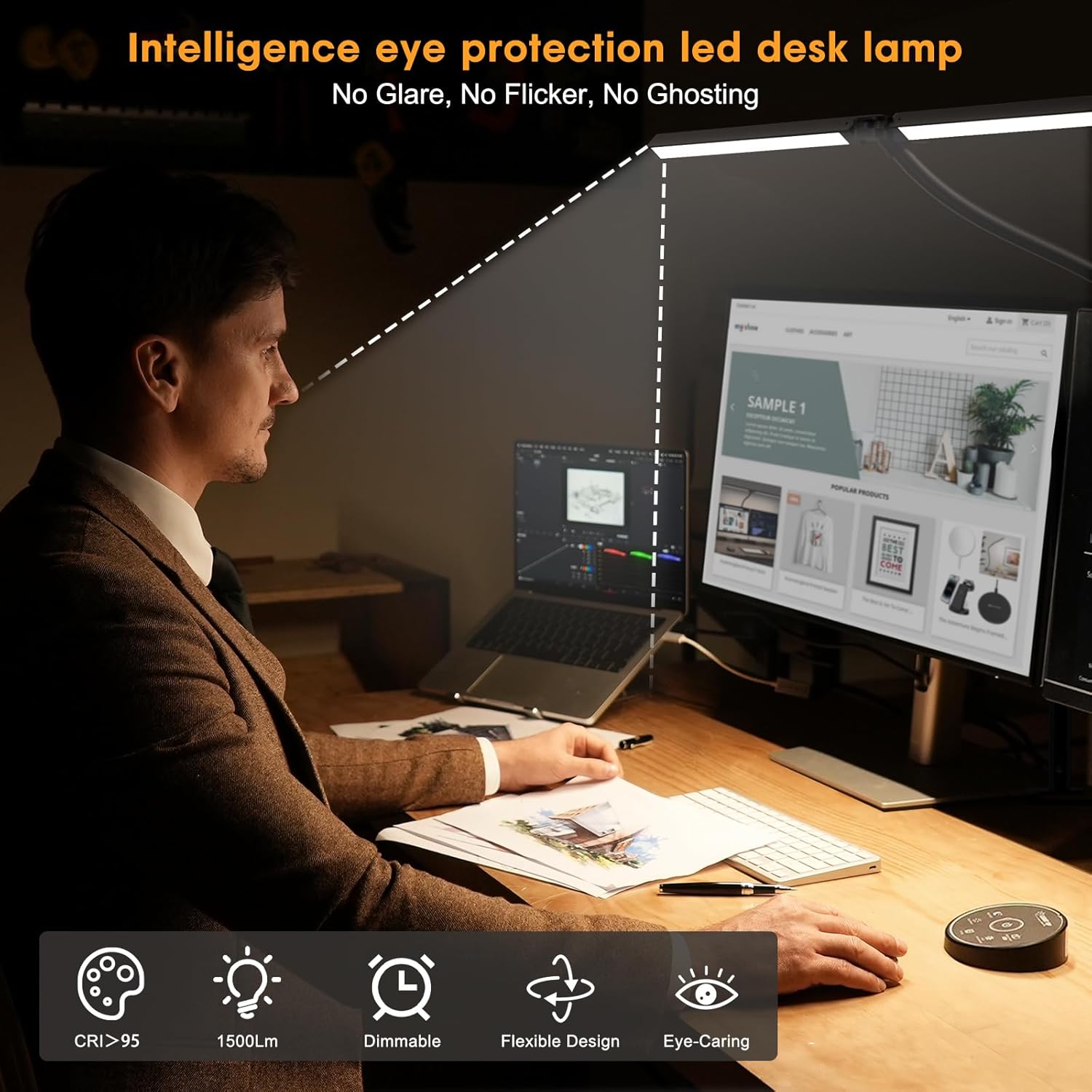 Thumbnail 3 de Pzloz LED Desk Lamp 24W for Office — eye-care