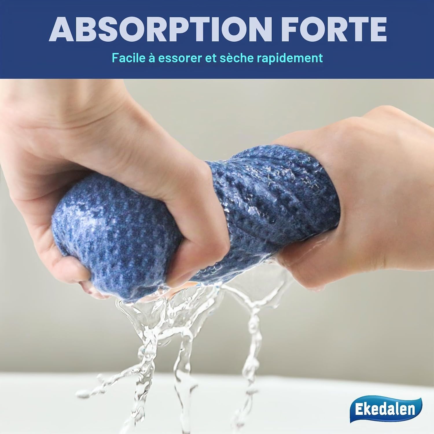 Detalle 2 de Ekedalen CRH-BLG-LAN6 microvezeldoeken, 6 stuks van 30 x 30 cm in blauw