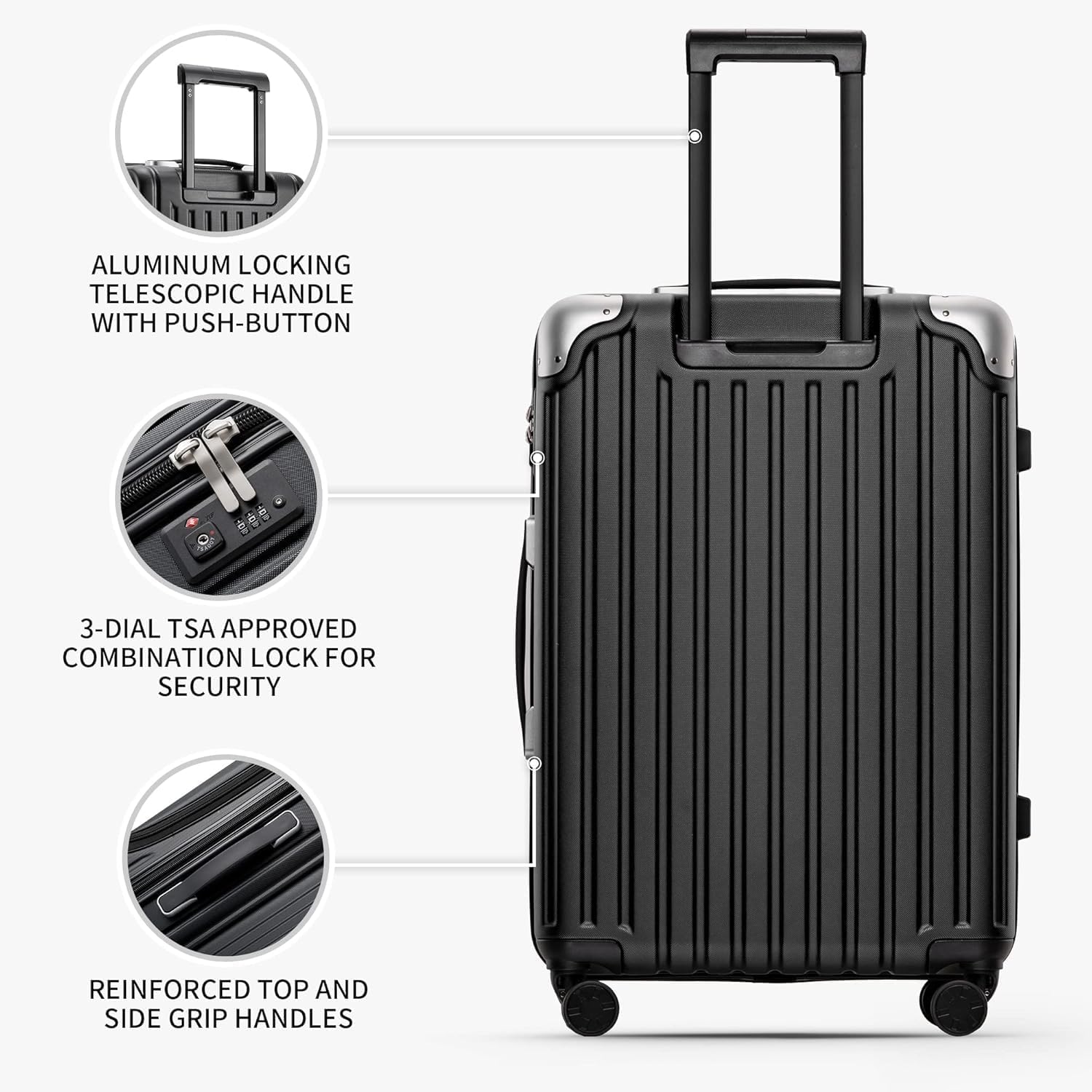 Detalle de LEVEL8 3 Piece Suitcase Set with TSA