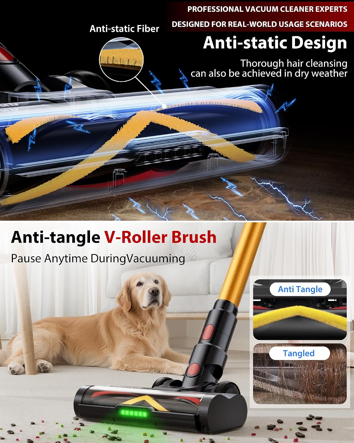 Thumbnail 4 de XenonLab H015 Cordless Stick Vacuum, 55 kPa Suction, Anti-Tangle Brush