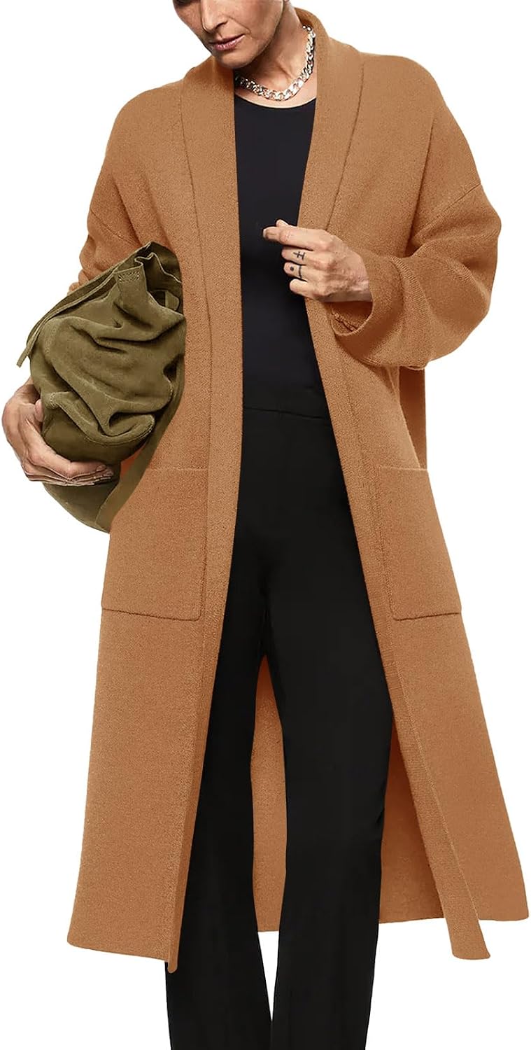 Detalle de Womens Long Sleeve Maxi Cardigan Oversized Knitted Sweater Coat