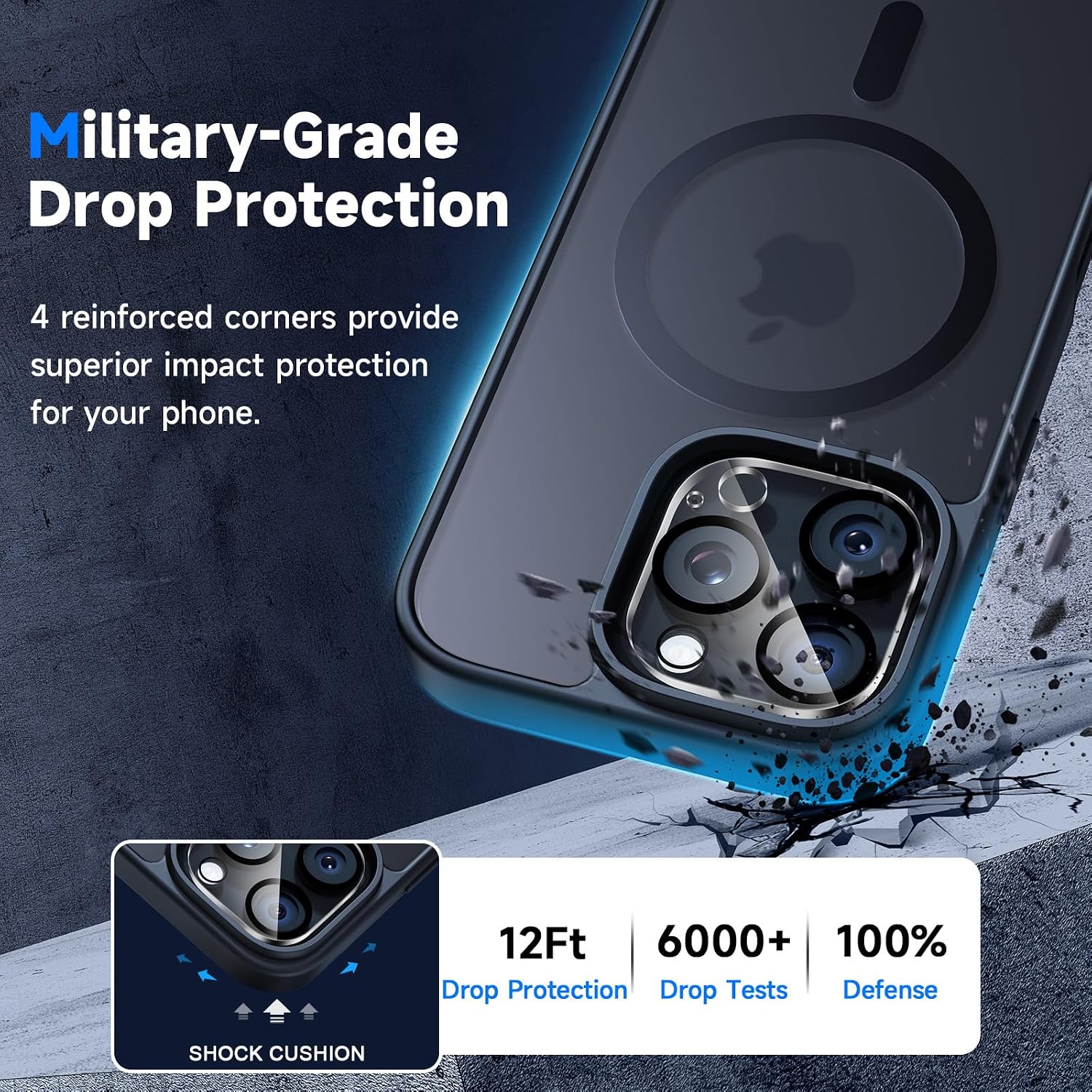 Detalle de seacosmo 5 in 1 Magnetic Case for iPhone 16 Pro – 360° Protection with 2x HD Screen Protectors and 2x Camera Lens Protectors