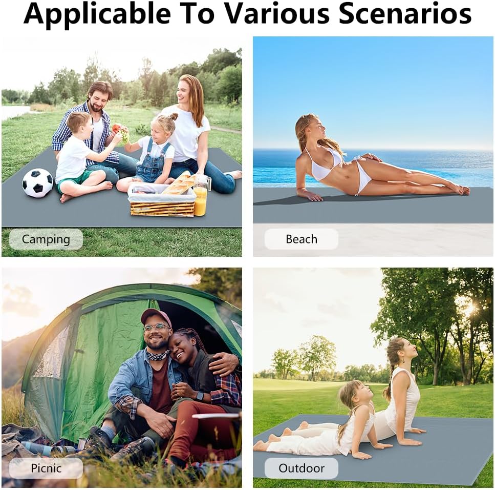 Thumbnail 6 de AYBUY Coperta da Spiaggia e Picnic Portatile 200 × 140 cm Grigio