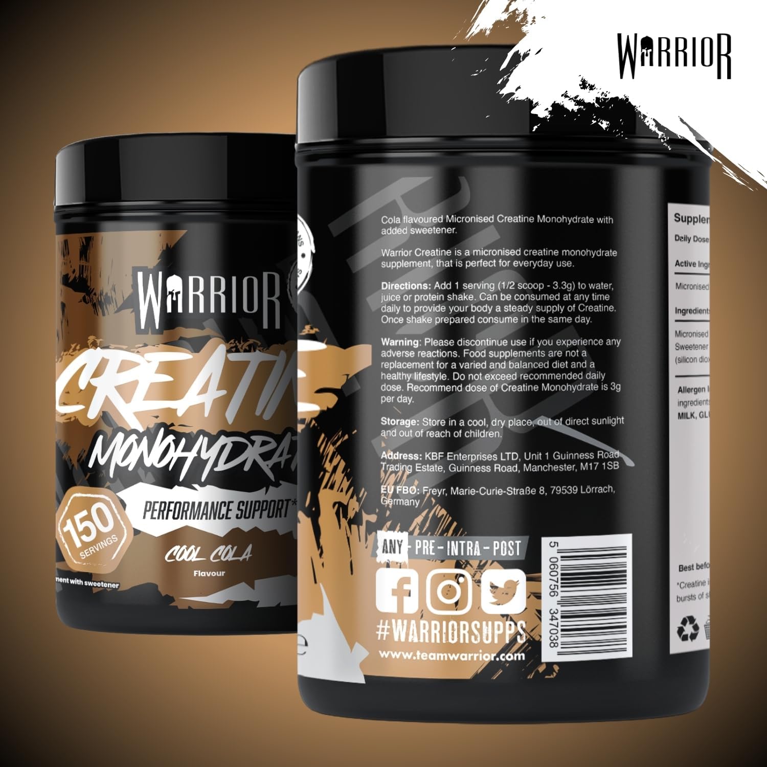 Detalle 2 de Warrior Creatina Monoidrata in Polvere 500 g – Creatina purissima micronizzata per massa e forza