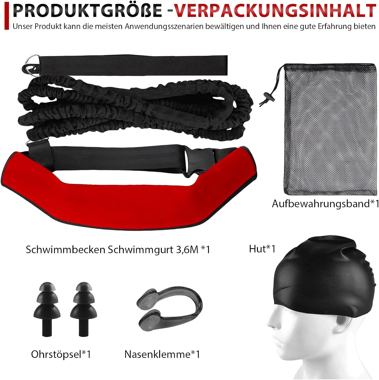 Thumbnail 1 de Schwimmgurt Pool 3,6 m – Einstellbarer Schwimmtrainer für Kinder und Erwachsene