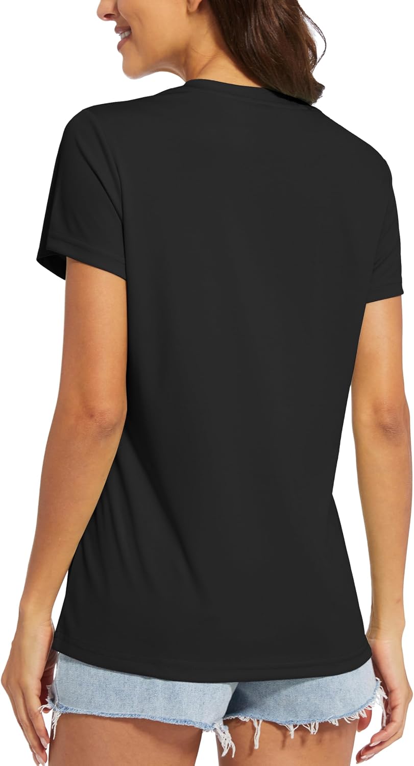 Detalle 2 de MAGCOMSEN Women’s Workout Tops Short Sleeve UPF 50+ Quick-Dry V-Neck Gym T-Shirt