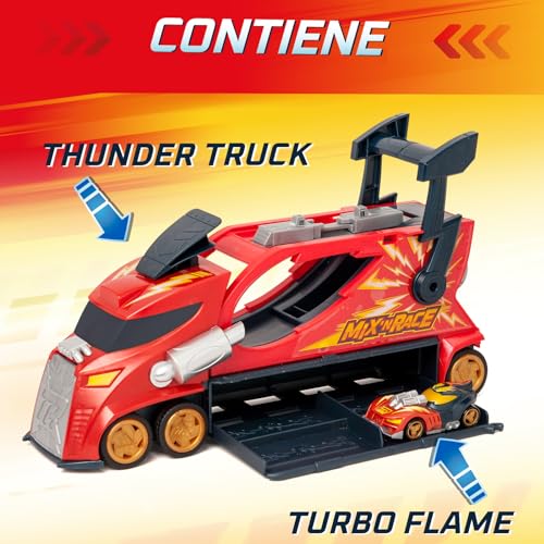 Detalle de T-Racers Mix ’N Race Thunder Truck: 3 acciones en 1 y espacio para 7 coches