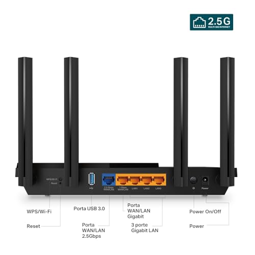 Detalle de TP-Link Archer AX55 Pro Router AX3000: Wi‑Fi 6, 2,5G, MU‑MIMO e VPN client
