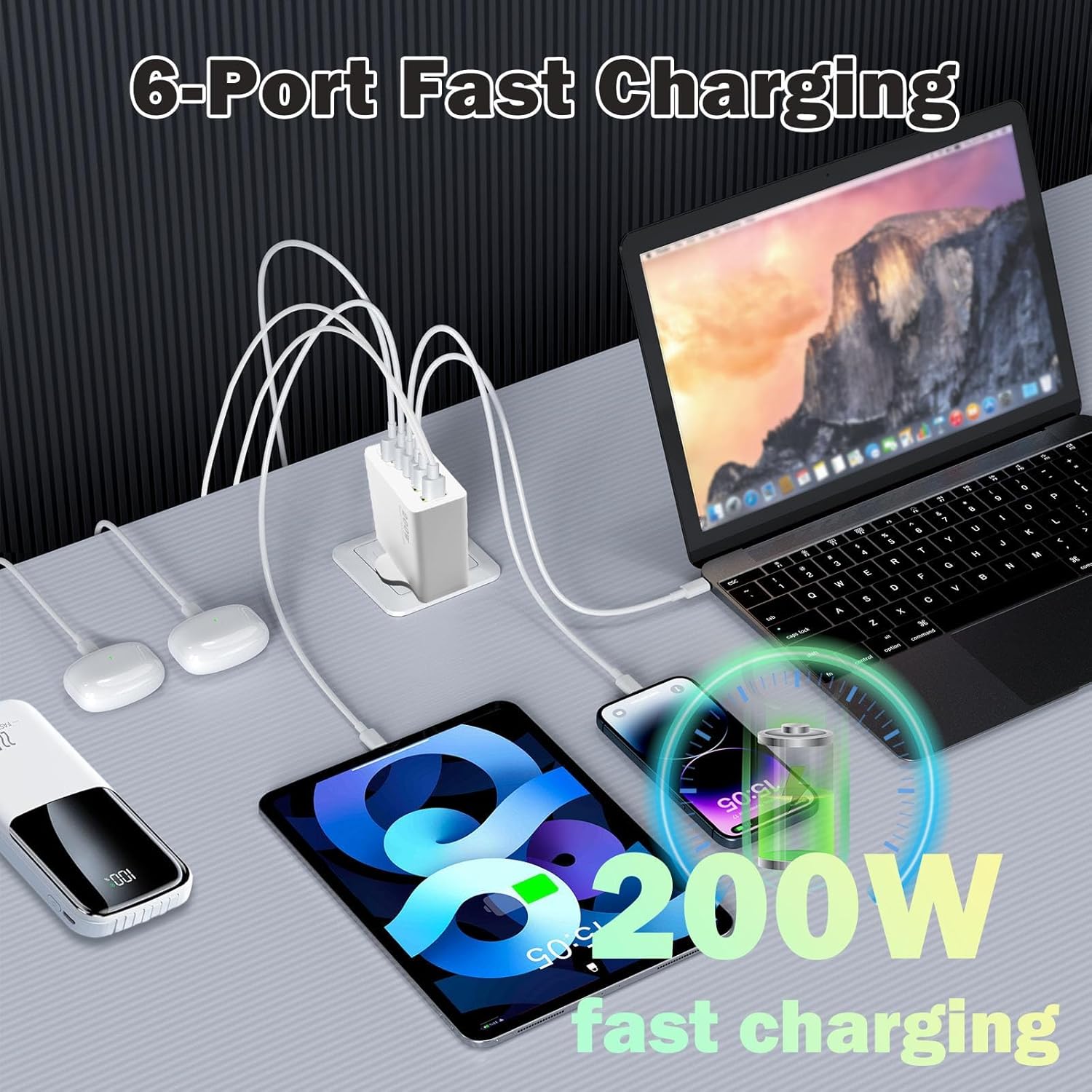 Thumbnail 3 de 200W USB-C Charging Station with 6 Ports: A practical hub for mixed-device daily charging