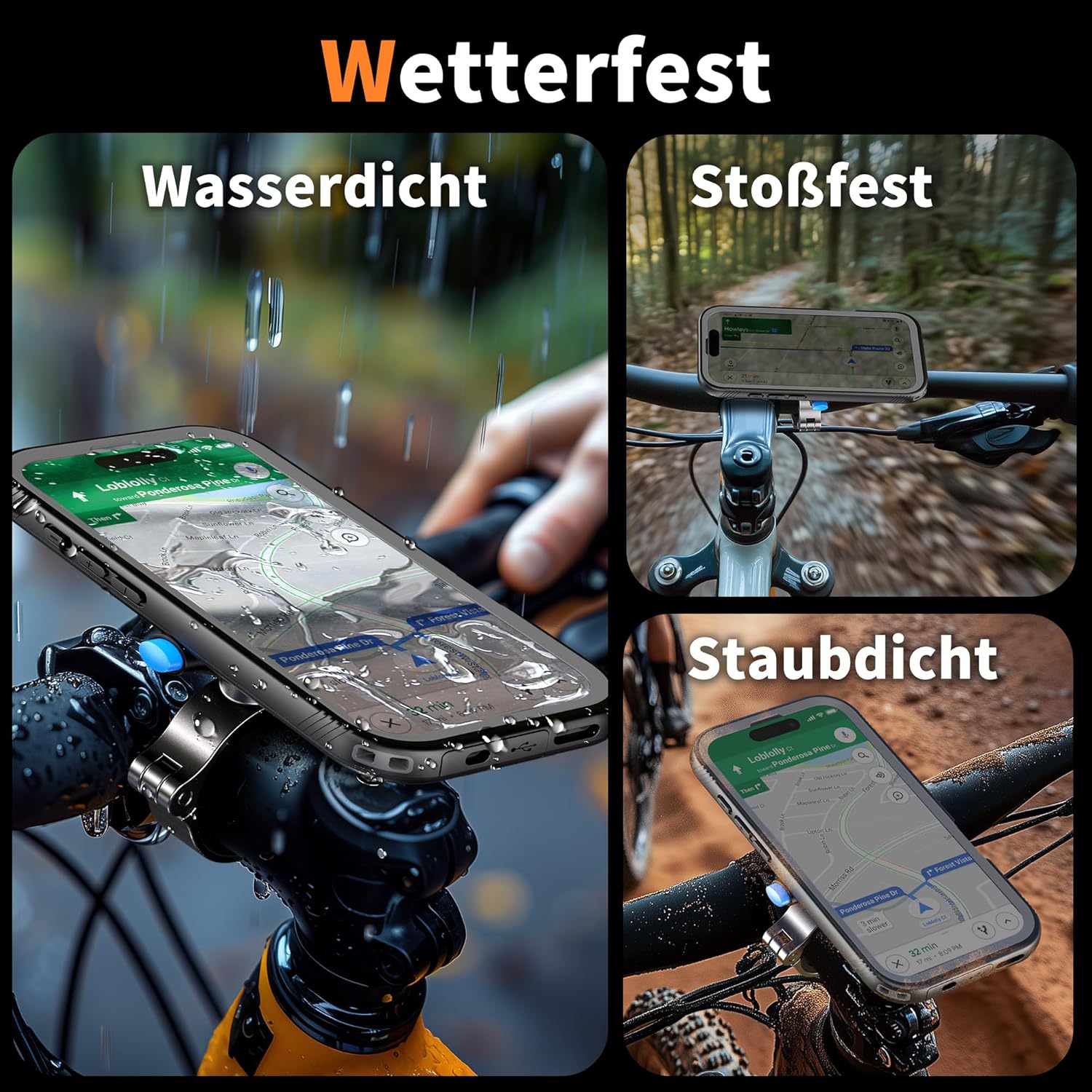 Detalle de Cozycase Fahrrad-Halterung für iPhone 14 – Wasserdicht, Ein-Knopf Entriegeln & Automatisches Schloss