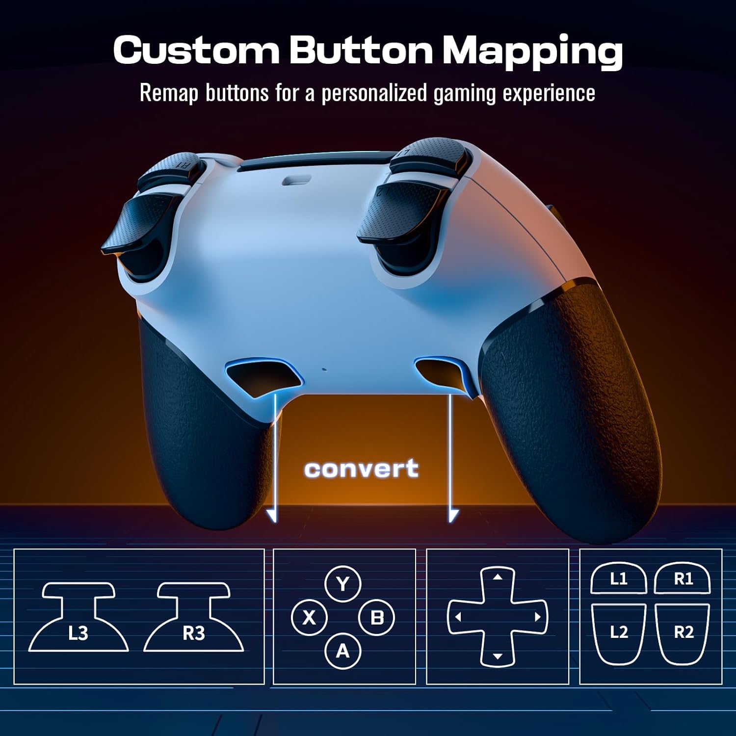 Detalle de CHEREEKI Wireless Controller for PS4 (Bluetooth) with 6-Axis, Dual Vibration, Touch Panel & Back Paddles – White