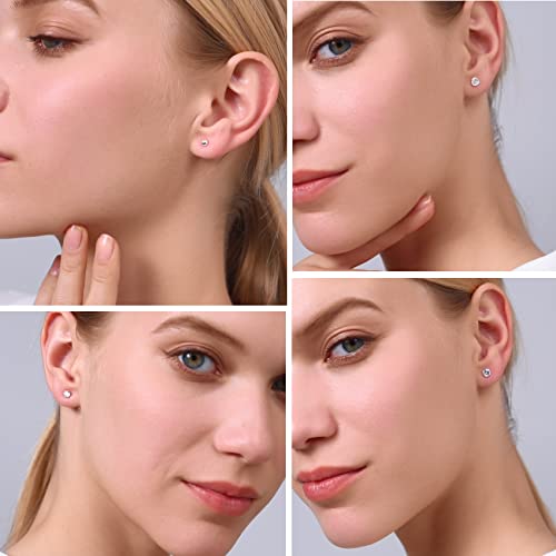 Thumbnail 3 de PABBEU 4 Pairs Sterling Silver Stud Earrings for Women – Heart Design, Hypoallergenic