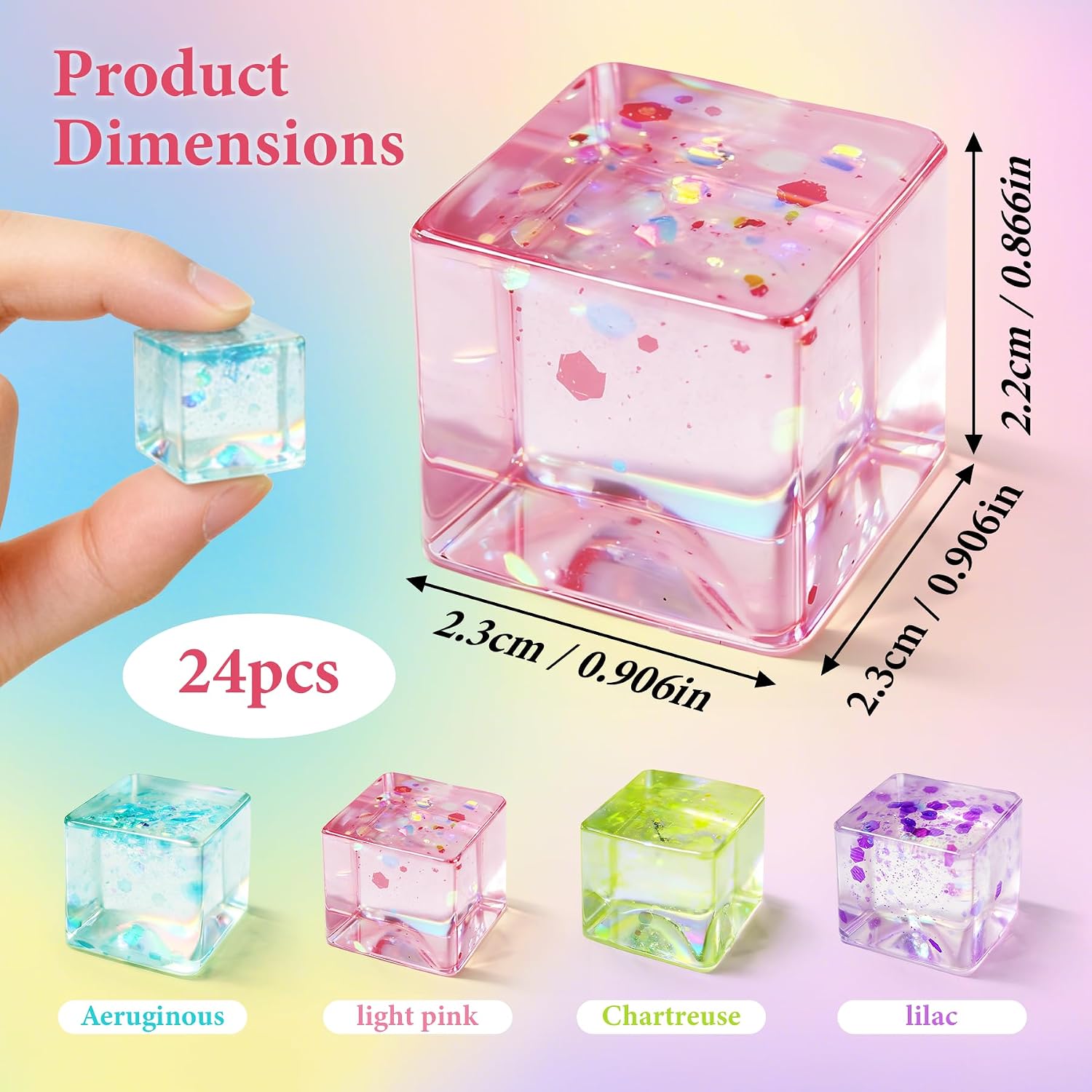 Thumbnail 1 de niaosiben yt4g67ok97k Glitter Cube Squeeze Toys, 24-Pack, 0.98-Inch