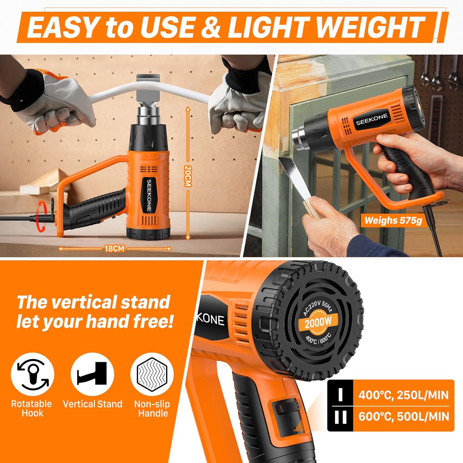 Thumbnail 3 de SEEKONE heat gun 2000W dual temperature