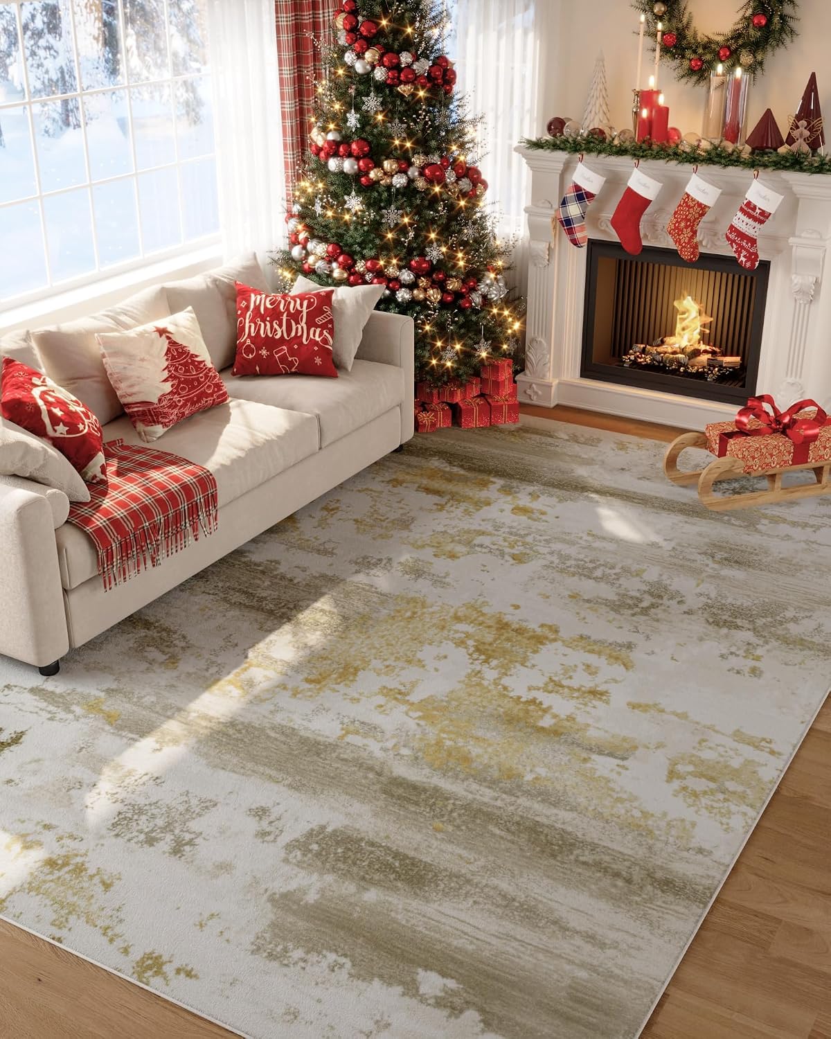 Detalle 2 de Kelarea 6x9 Washable Area Rug — Modern Beige