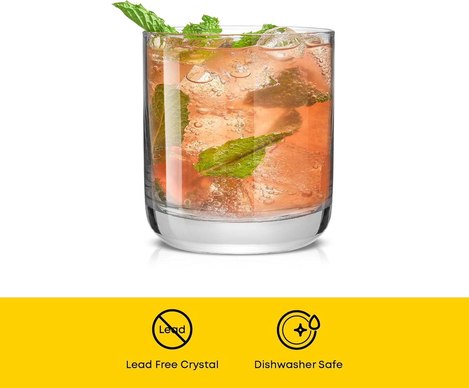 Detalle de JoyJolt Faye Crystal Lowball Glasses 10 oz 🥃
