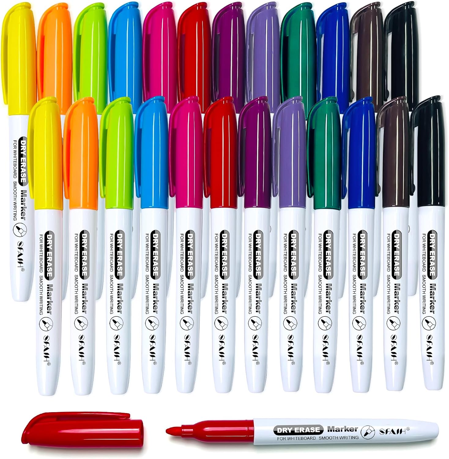 Detalle de SFAIH MA0007 Fine Tip Dry Erase Markers, 24-Pack, 12 Colors, Low Odor