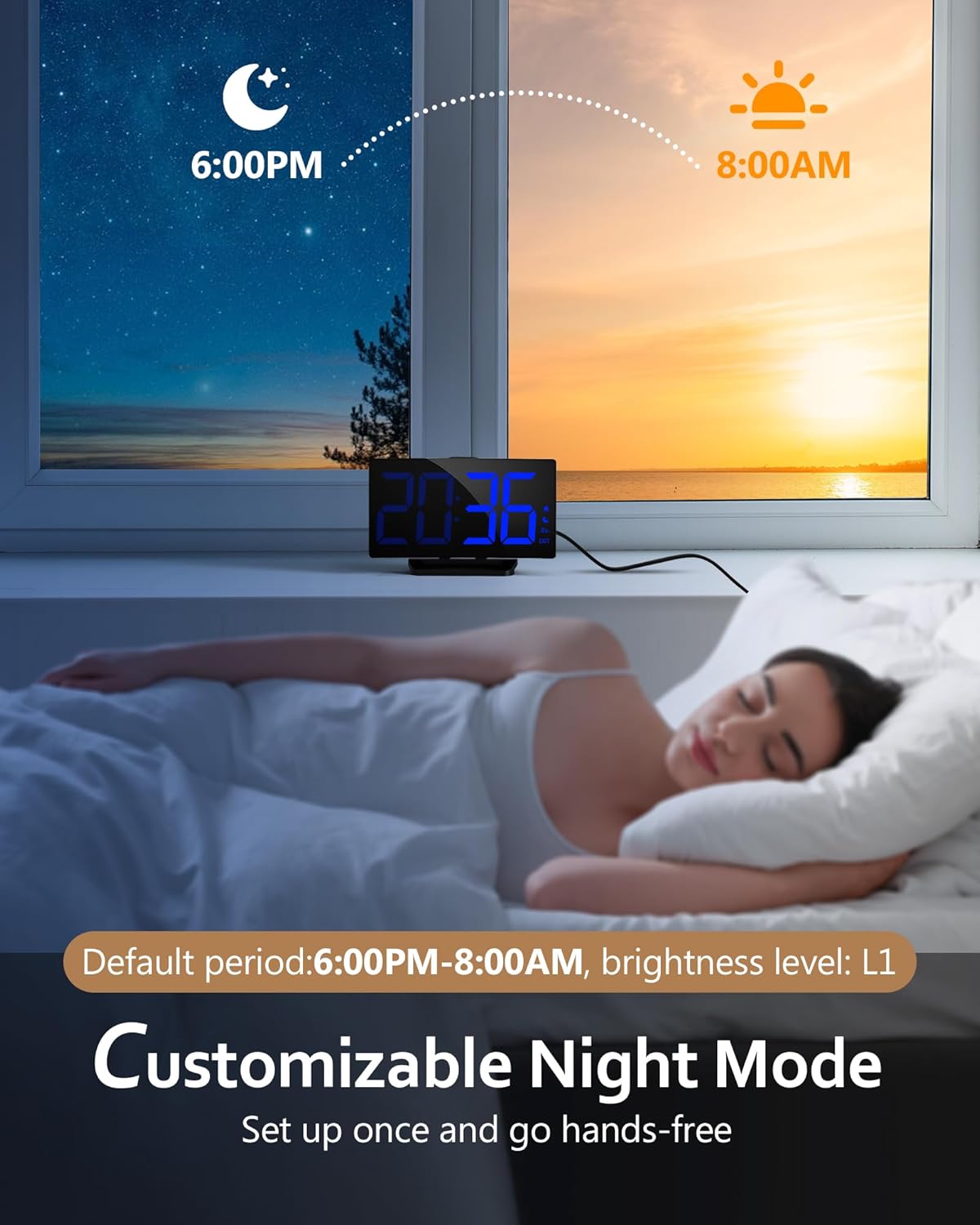 Thumbnail 4 de GOLOZA Digital Alarm Clock for Bedrooms with Curved Design