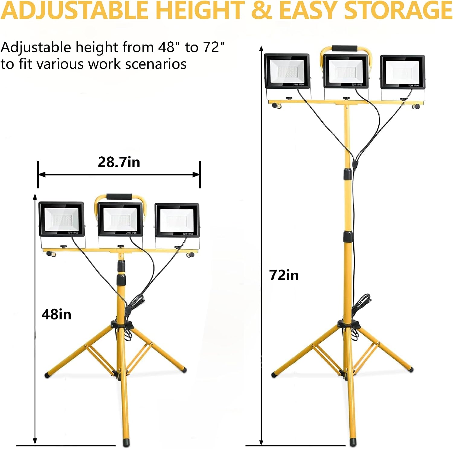 Detalle de Jefedana Jefedana-Work Light 3-Head LED Work Light, 21,000 Lumens, IP66