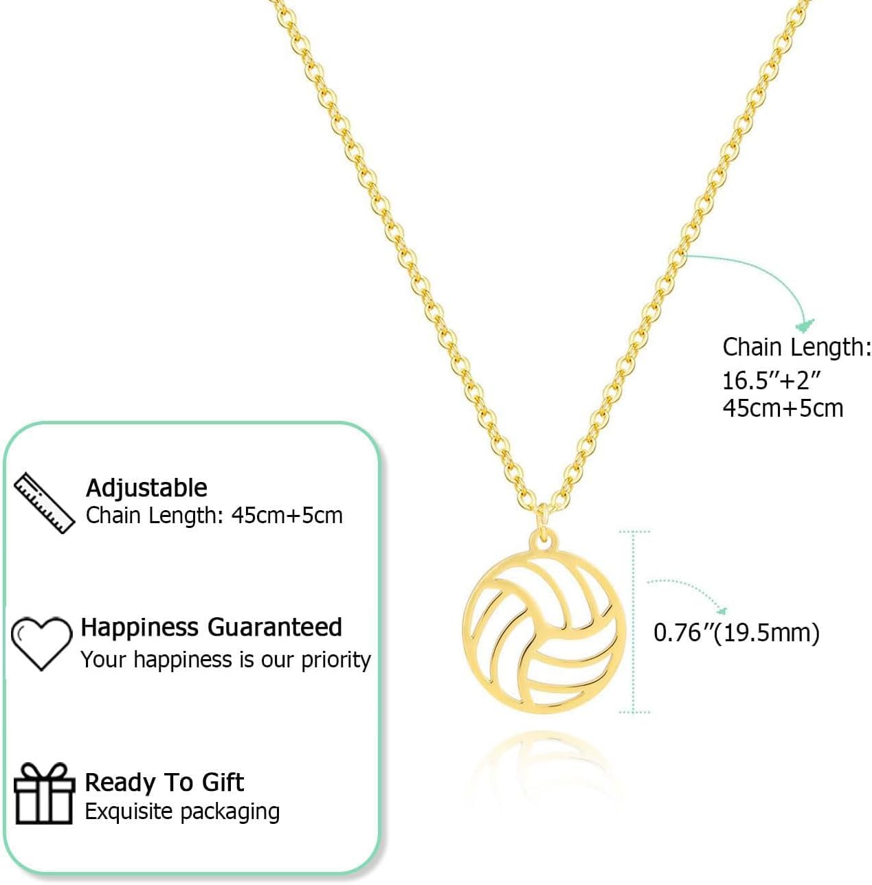 Detalle de HANLI 14K Gold Plated Necklace for Women – Dainty Pendant with 16.5" + 2" Extender
