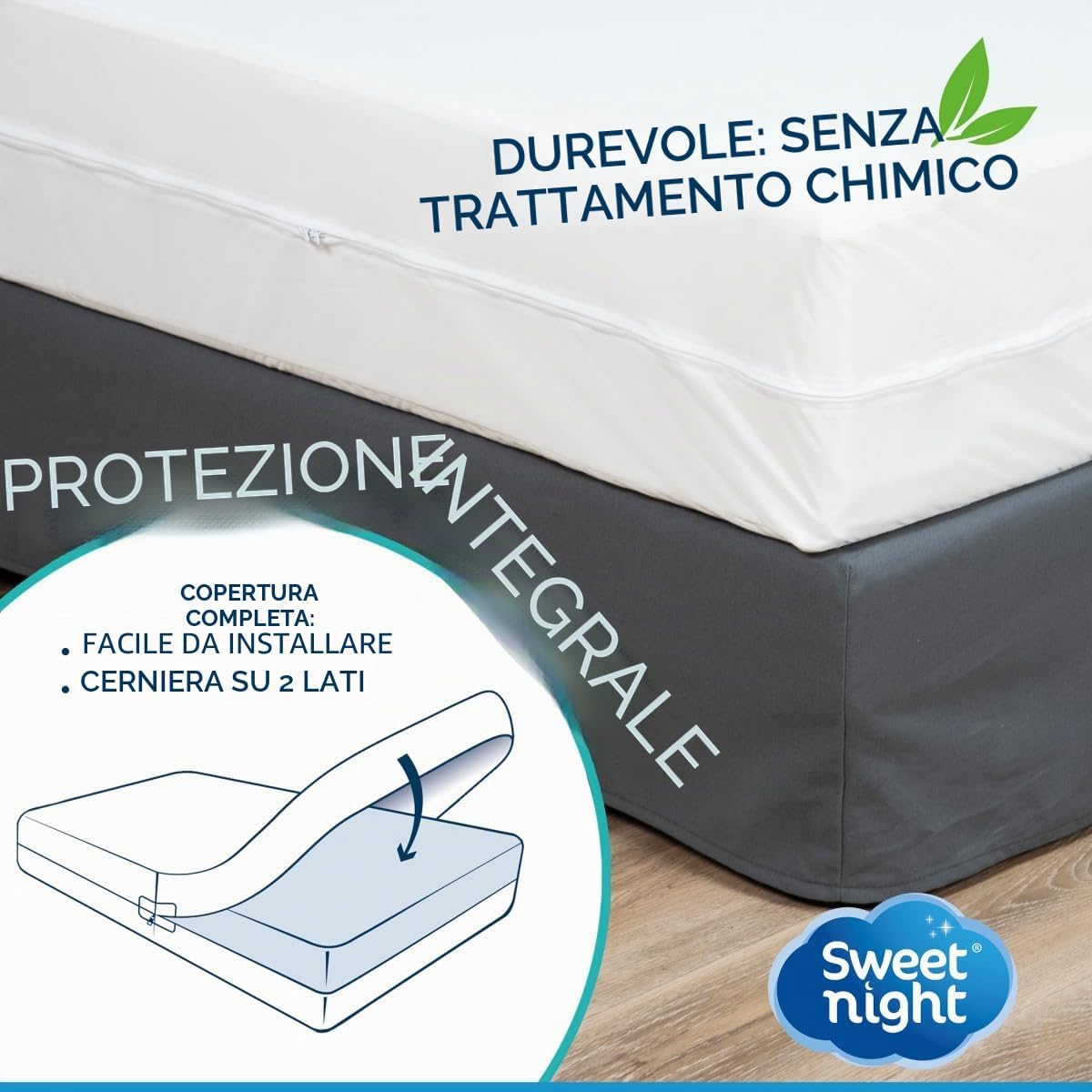 Thumbnail 4 de SWEET NIGHT Fodera materasso 80x190 cm