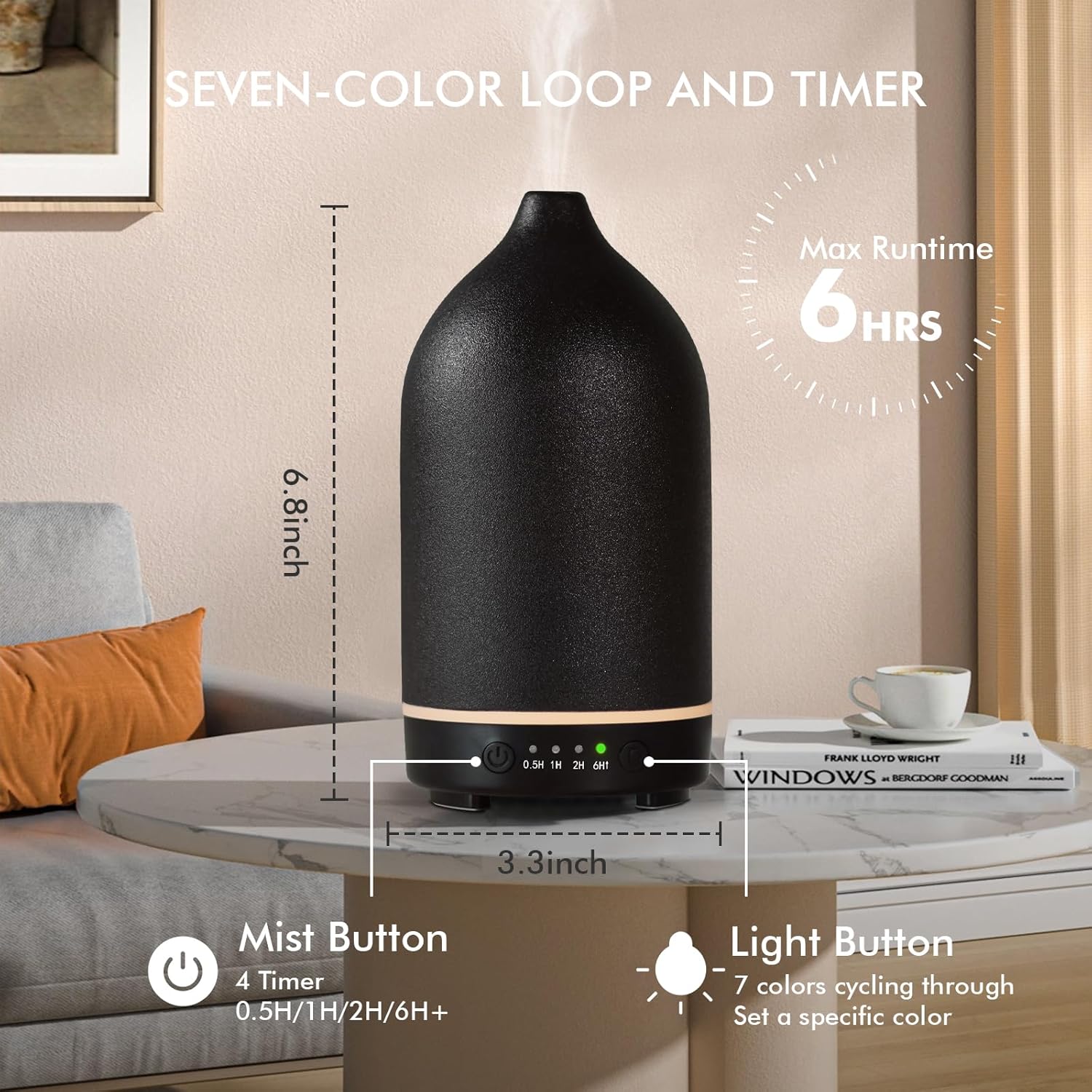 Detalle 2 de Essential Oil Diffuser Ceramic 150ml Aromatherapy