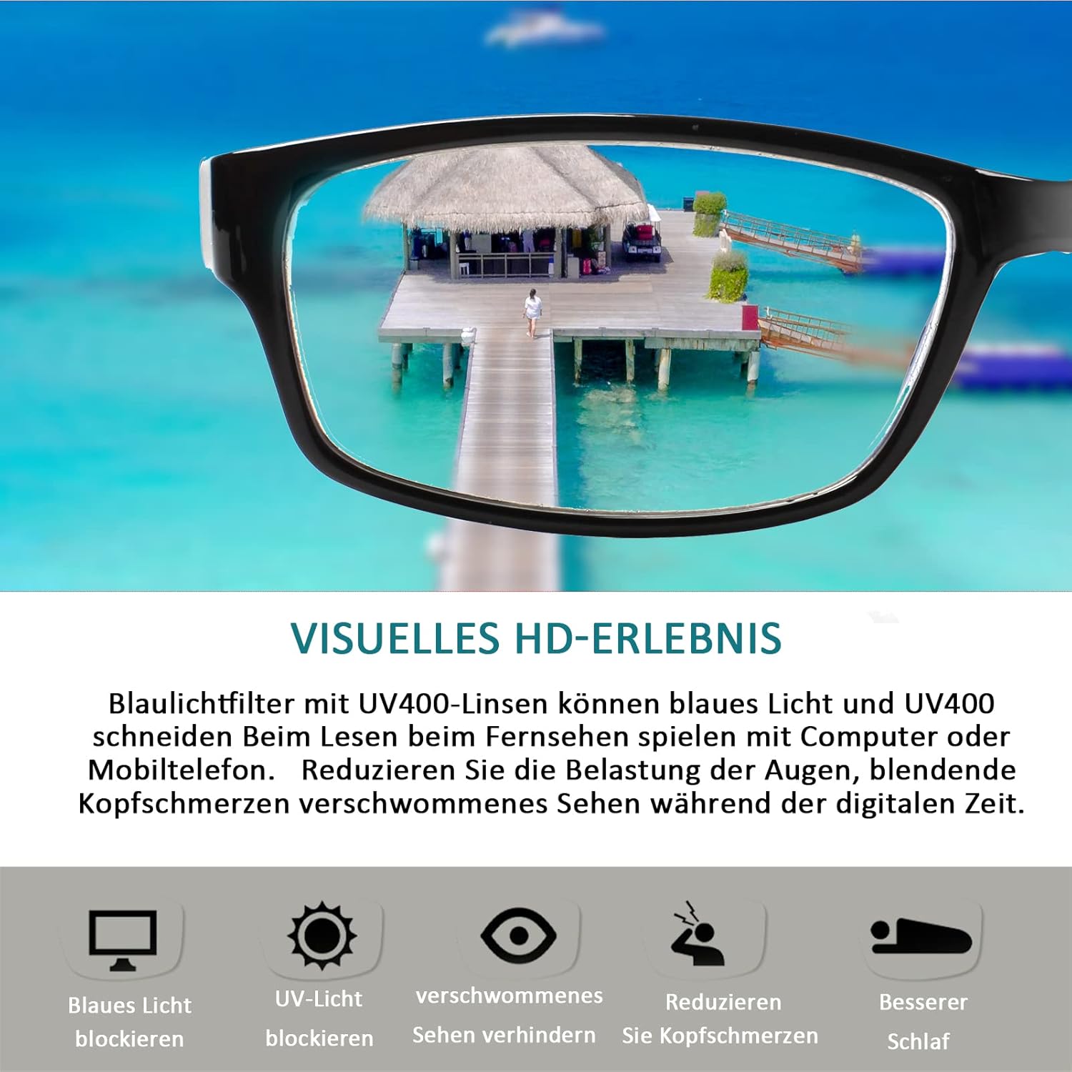 Detalle de COJWIS Lesebrille 6er-Set: Ultralight Brillen mit Blaulichtfilter, 2.25 Dioptrien