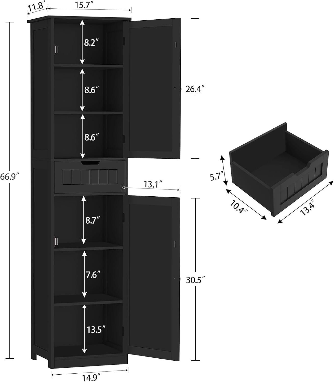 Thumbnail 2 de TEENFON Storage Cabinet 66.9" Tall