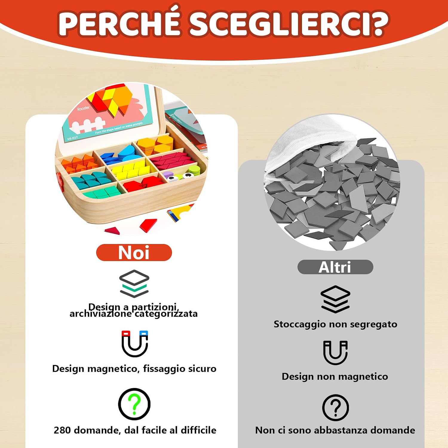 Thumbnail 3 de Edutree Set blocchi magnetici in legno con 288 pezzi – Montessori STEM per bambini 3–5 anni