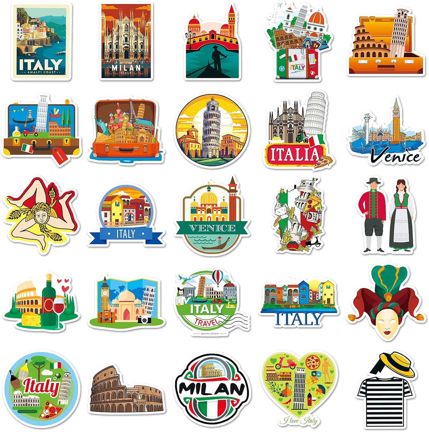 Thumbnail 2 de Kaderas Stickers Italië-reisset: 50 vinylstickers van 5–8 cm