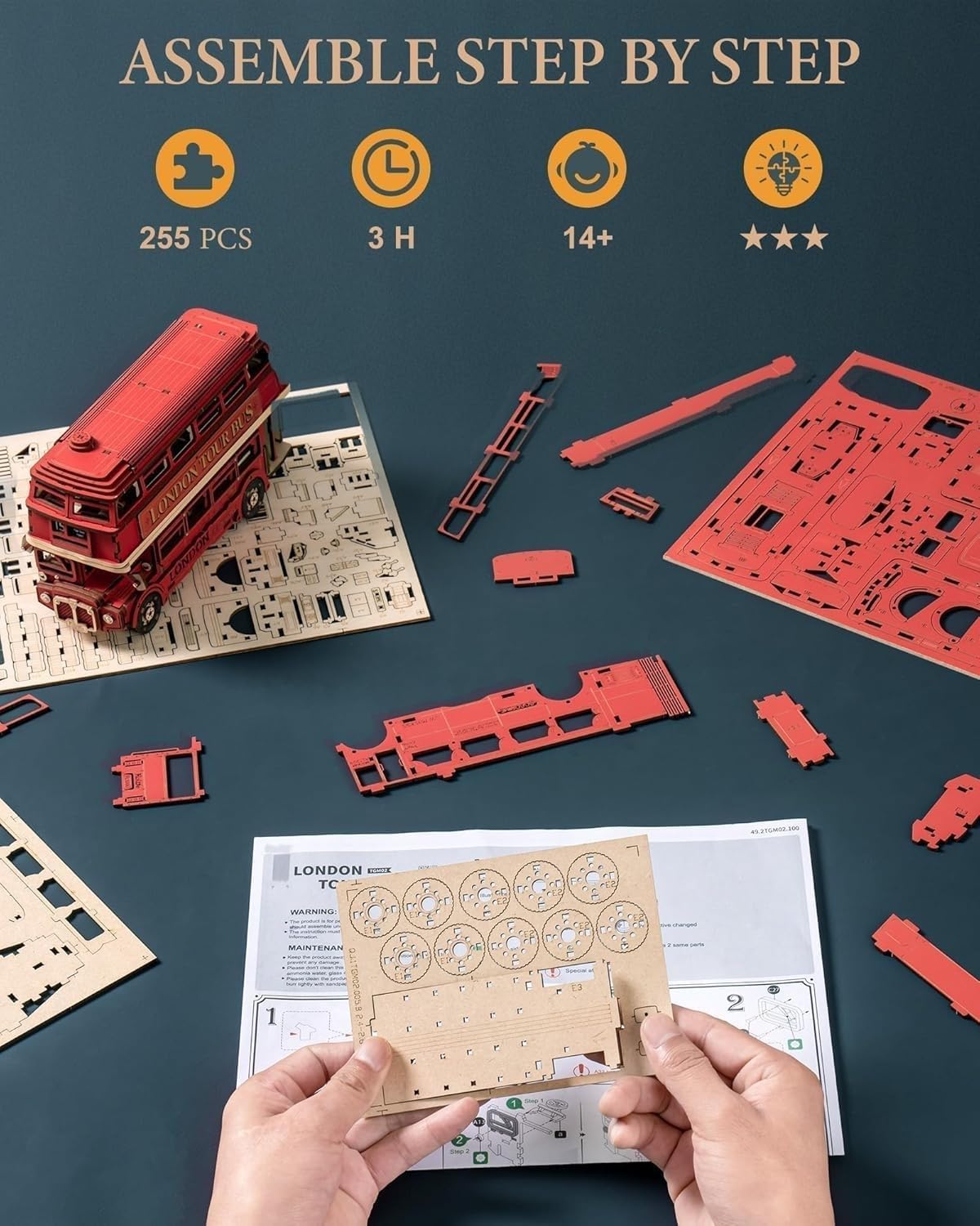 Thumbnail 6 de ROWOOD Puzzle 3D in Legno Bus Turistico Di Londra – Kit da Costruire per Adulti, Regalo Creativo FSC