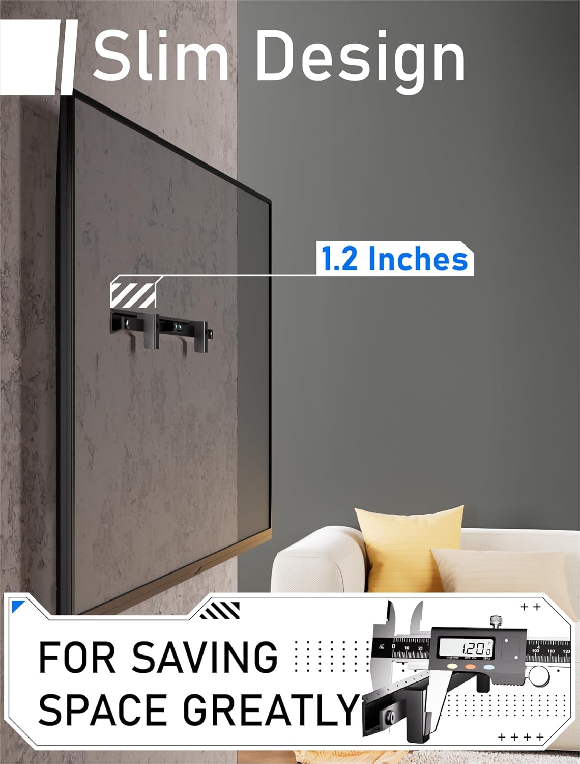 Thumbnail 3 de No Stud TV Wall Mount (No Drill) for 22–55" TVs, Low Profile Drywall Hanger up to 100 lbs