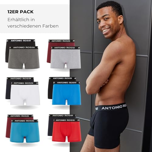 Detalle de AN T O N I O R O S S I 12er-Pack Boxershorts Herren – Baumwolle, Stretch-Bund