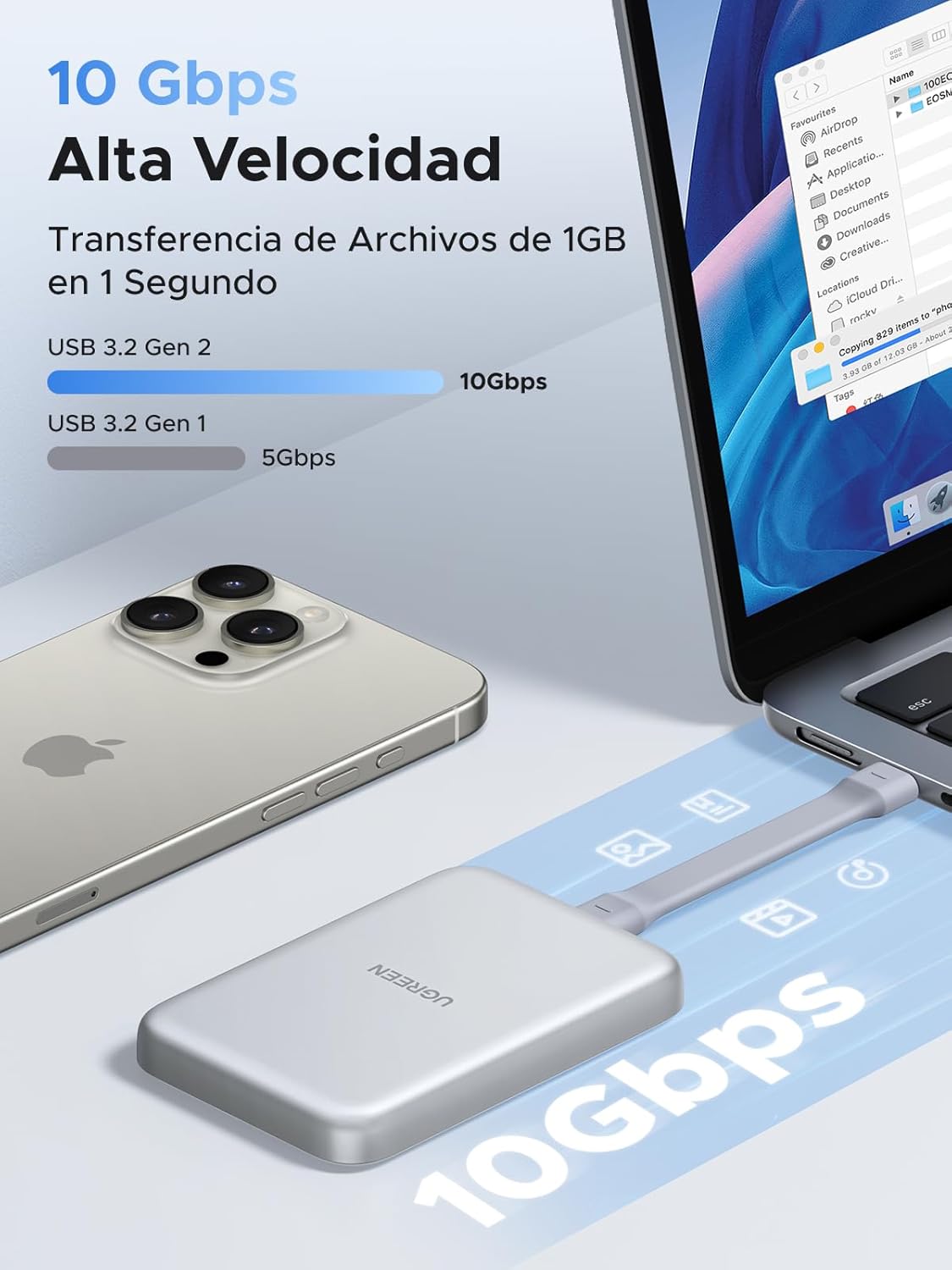 Detalle de UGREEN Carcasa Magnética SSD M.2 NVMe para iPhone