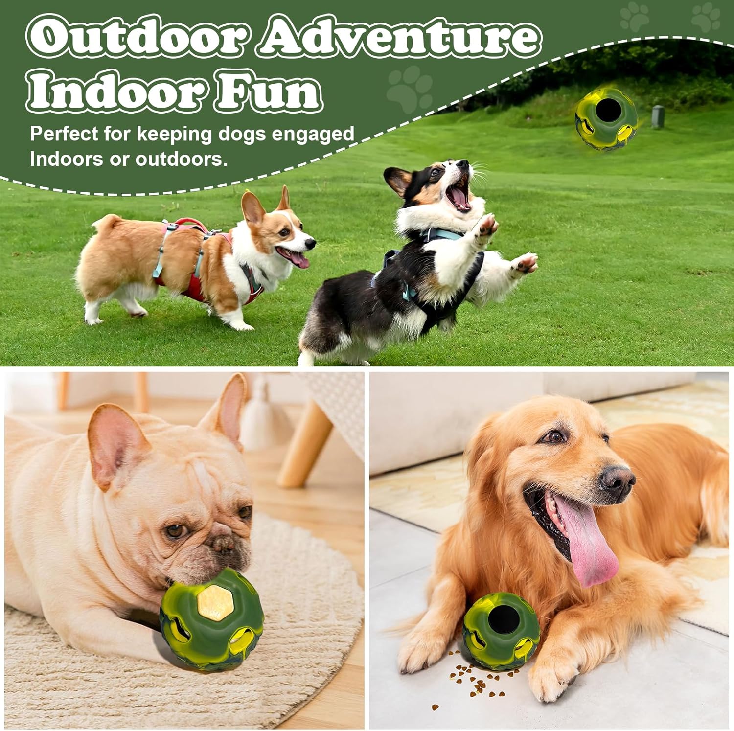Thumbnail 4 de Freezeball Dog Toys 5-in-1 frozen treat puzzle for large dogs (Green, Small)