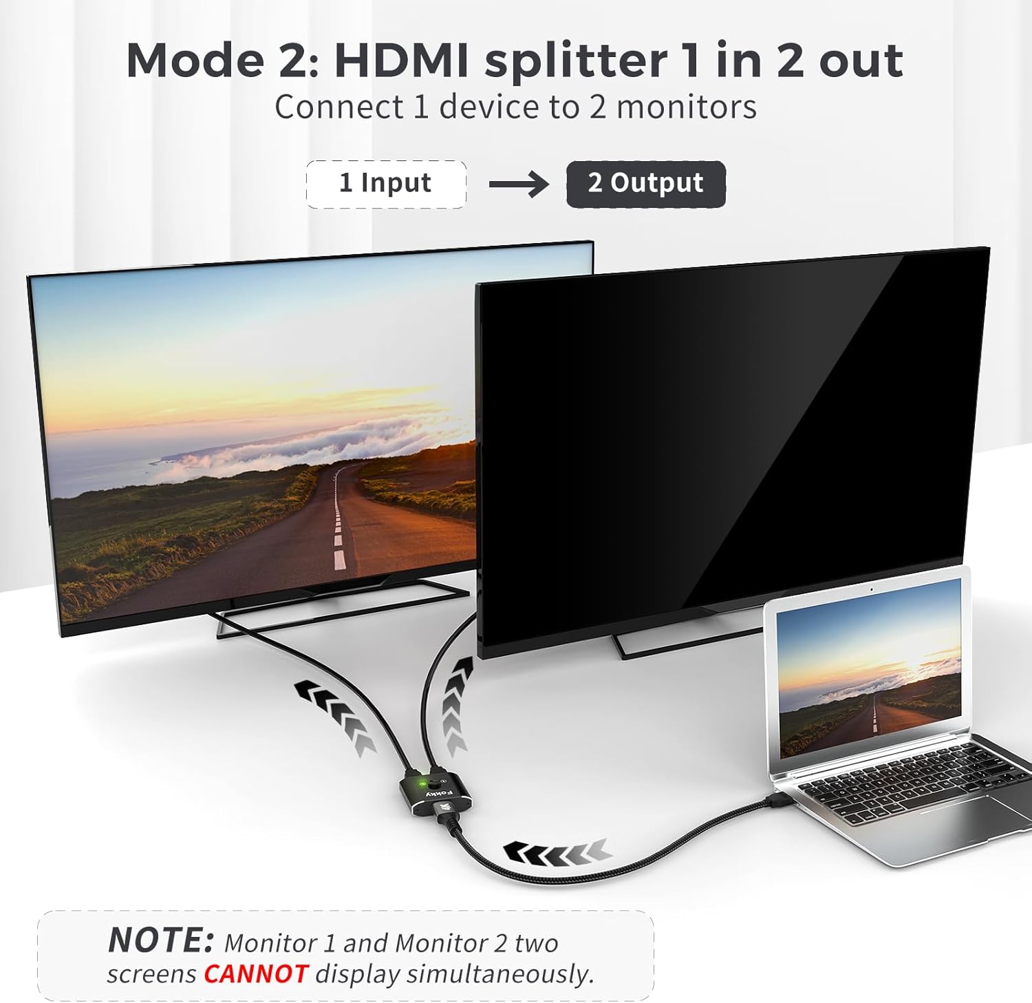 Thumbnail 5 de Fokky 4K@60Hz bidirectional HDMI switch, 1 in 2 out or 2 in 1 out (HDMI 2.0, aluminium body)