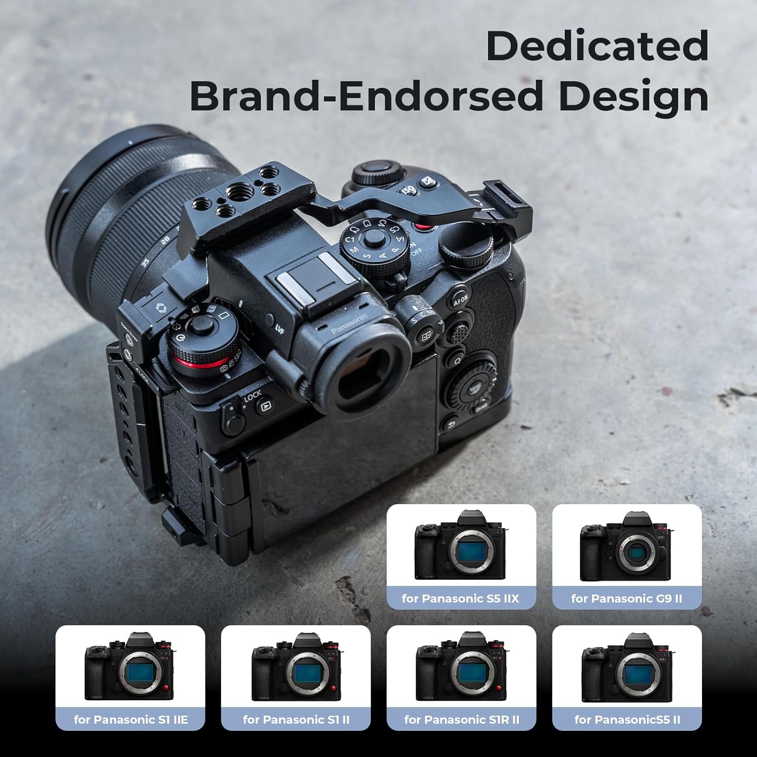 Detalle de SMALLRIG S1R II Cage für Panasonic LUMIX S1 II/S1R II/S5 II/S5 IIX/G9 II mit integrierter Arca-Schnellwechselplatte