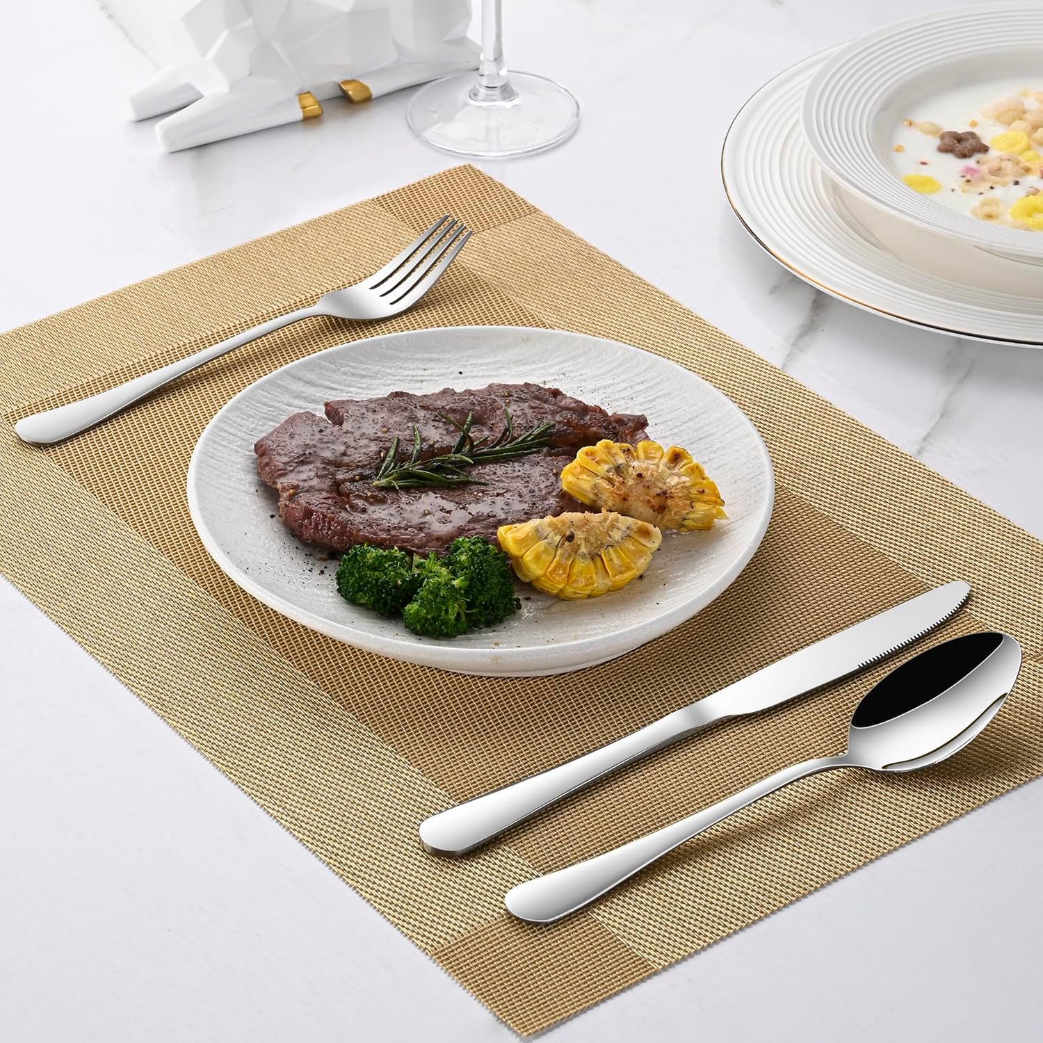 Thumbnail 6 de DEHOV T1010 30-Piece Stainless Steel Flatware Set for 6, Mirror-Polished