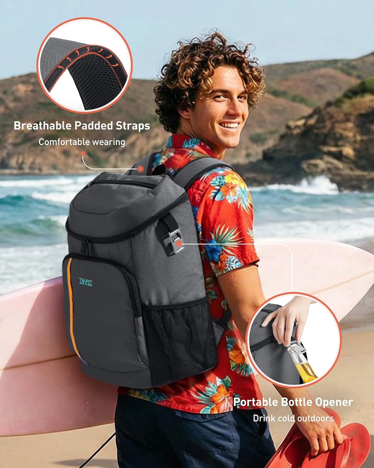 Thumbnail 6 de Tourit 30-Can Cooler Backpack: Lightweight, Leak-Proof & Large-Capacity for Day Trips