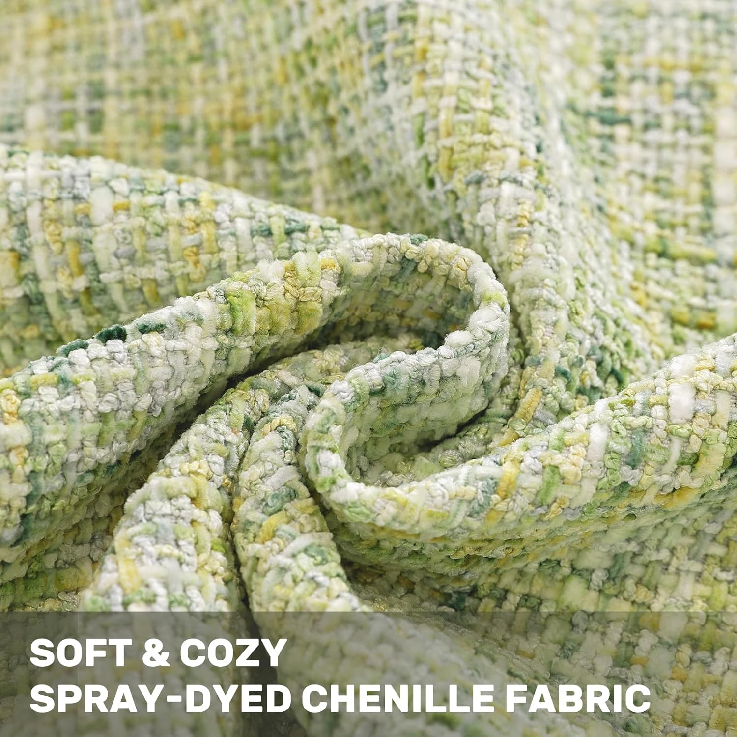 Thumbnail 2 de Ystyle housse de coussin luxe en chenille, lot de 2 (50x50 cm) fermeture éclair cœur, vert