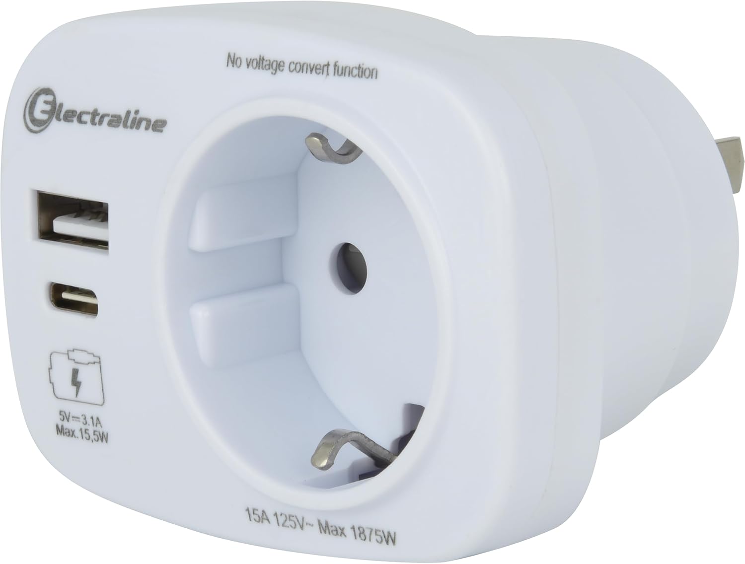 Detalle de Electraline 70036 Adattatore da viaggio USA: spina tedesca con 2 USB