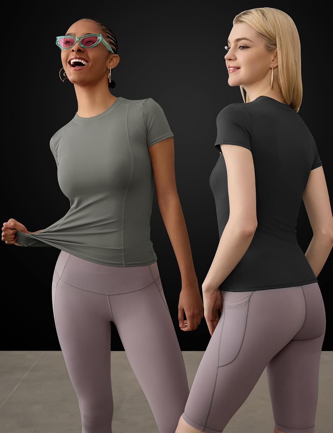 Detalle 2 de IECCP Women's Gym Shirts Quick Dry Short Sleeve