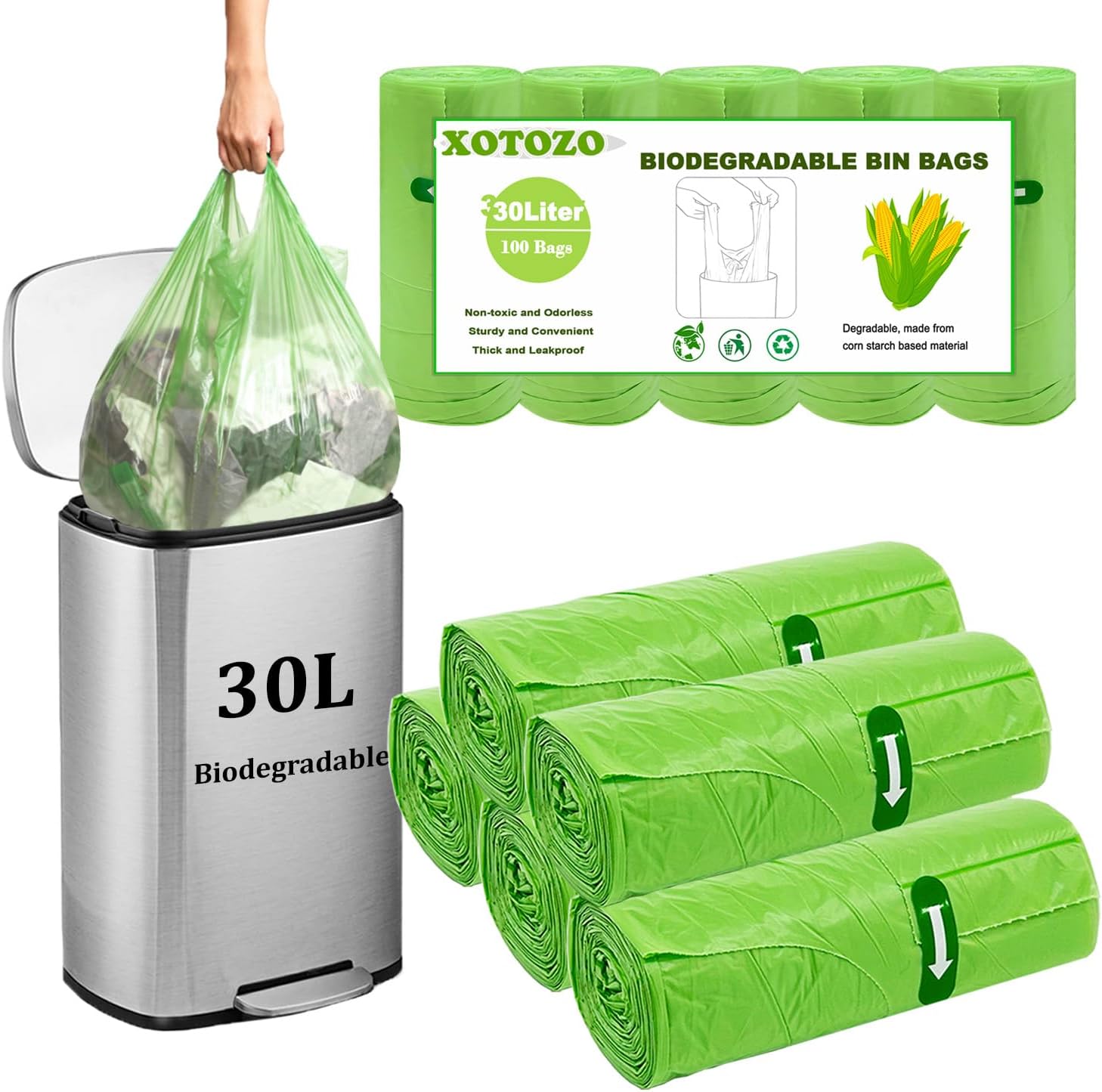 Detalle de XOTOZO 30L Biodegradable Bin Liners