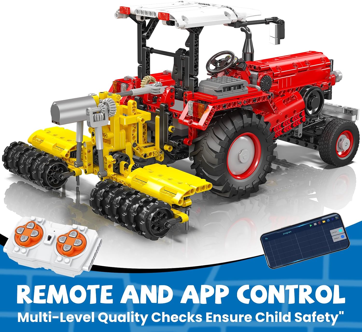 Detalle de Mould King 17064 Technik 3 in 1 Ferngesteuerter Traktor Harvester – 1857 Teile, App- und Fernsteuerung