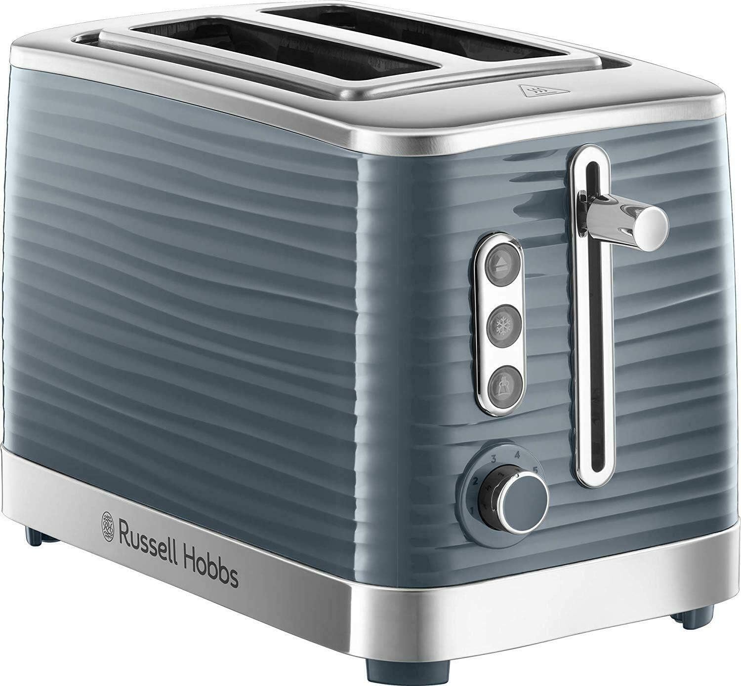 Russell Hobbs Inspire 2 Slice Toaster (Grey, 1050W) with Extra Wide Slots and Lift & Look